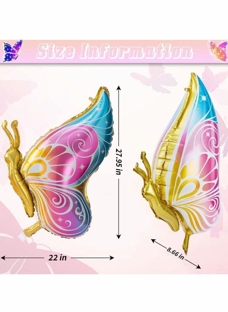 Excefore Butterfly Balloons, 6 Pcs Fairy Colorful Butterfly Helium Mylar Foil Balloon - Image 2