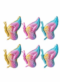 Excefore Butterfly Balloons, 6 Pcs Fairy Colorful Butterfly Helium Mylar Foil Balloon  - Image 1