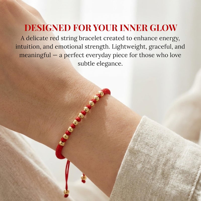Cherry Tree Collection Lucky Red String Bracelet for Protection & Good Luck â€“ Adjustable Red Thread Bracelet for Men & Women, Bracelet for Protection, Luck and Abundance - Beads - Image 3