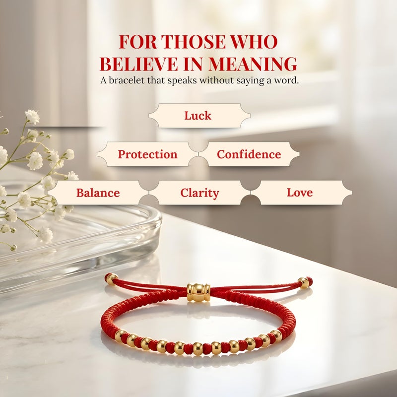 Cherry Tree Collection Lucky Red String Bracelet for Protection & Good Luck â€“ Adjustable Red Thread Bracelet for Men & Women, Bracelet for Protection, Luck and Abundance - Beads - Image 4