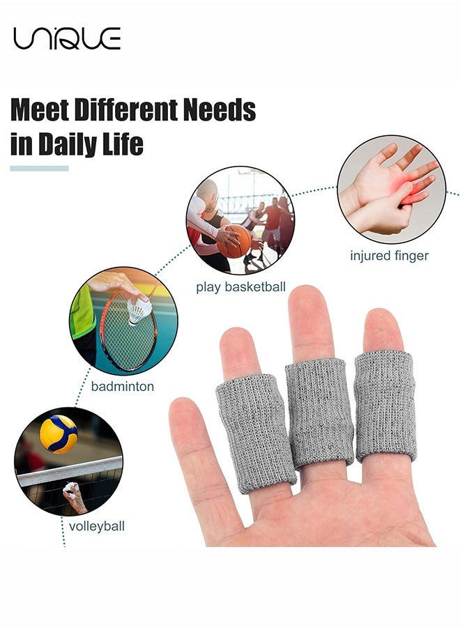 Unique - 10 Pcs Breathable Finger Sleeves, Thumb Braces Support Elastic Compression Protectors for Relaxing Pain Arthritis Trigger Finger, Gray - Image 1