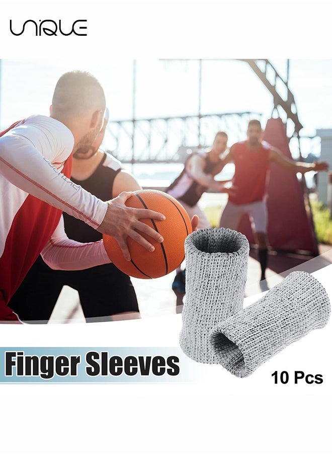 Unique - 10 Pcs Breathable Finger Sleeves, Thumb Braces Support Elastic Compression Protectors for Relaxing Pain Arthritis Trigger Finger, Gray - Image 1