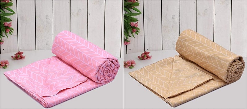 RUSTIC LINEN Soft Microfiber Cotton Printed Cotton Single Duvet Cover Combo Self Printed Duvet Cover 60 x 90 Inch 2 Piece Single Duvet Cover Pink and Brown - Image 1