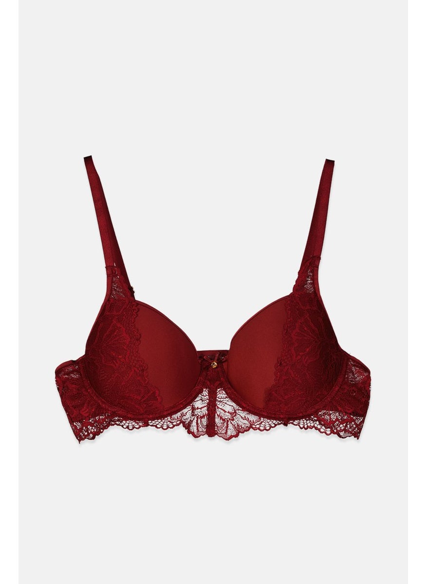 Tchibo Women Lightly Padded Wired Bra, Maroon  - Image 1