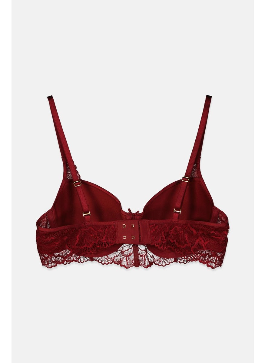 Tchibo Women Lightly Padded Wired Bra, Maroon  - Image 2