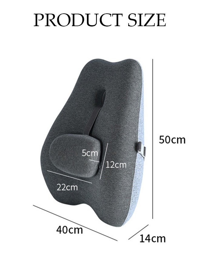 DUNISO - Adjustable Lumbar Support Pillow Improve Lower Back PainRelief and Sitting Posture Adjustable Slider Ergonomic Memory Foam Back Cushion for Long Sitting for Office Chair Car Plane - Image 1