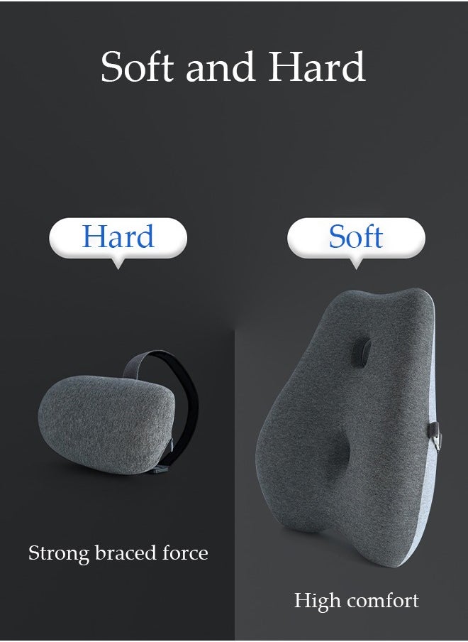 DUNISO - Adjustable Lumbar Support Pillow Improve Lower Back PainRelief and Sitting Posture Adjustable Slider Ergonomic Memory Foam Back Cushion for Long Sitting for Office Chair Car Plane - Image 1