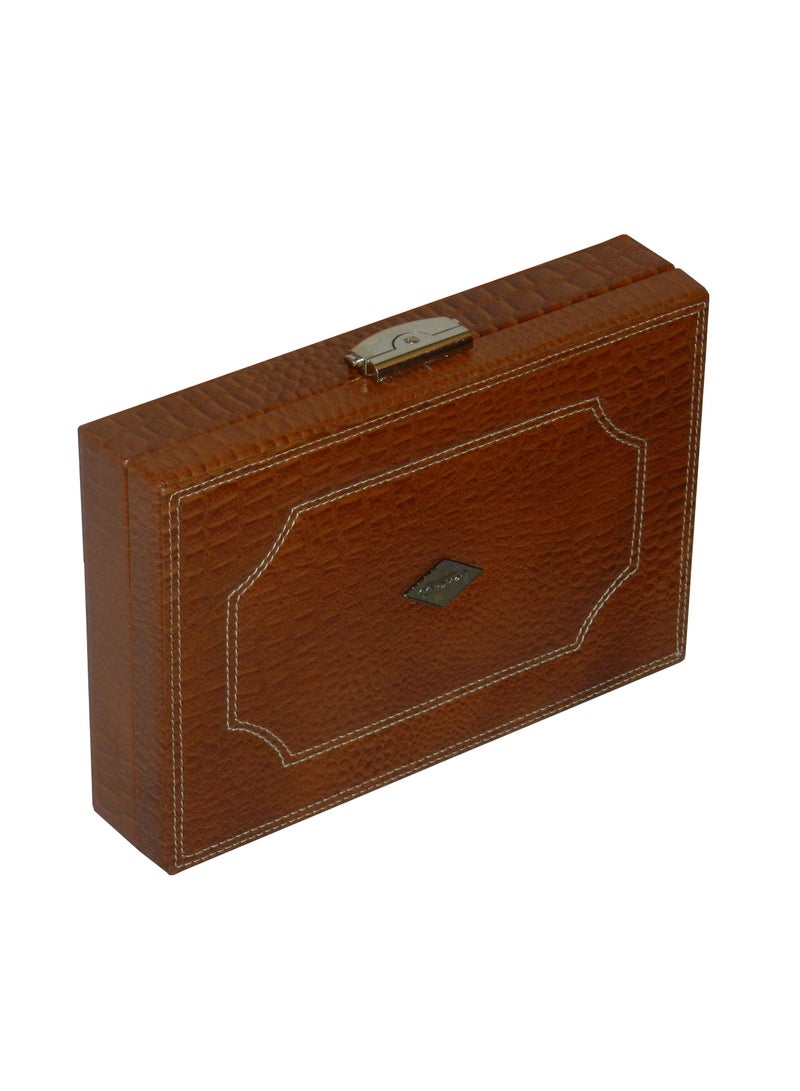 LAVERI LEATHER Laveri 7 Piece Genuine Leather Pen  Case Storage and Fountain Pen , Chain, Braslets ,Ring And Cufflinks Organizer Box with Key Lock  - Image 3