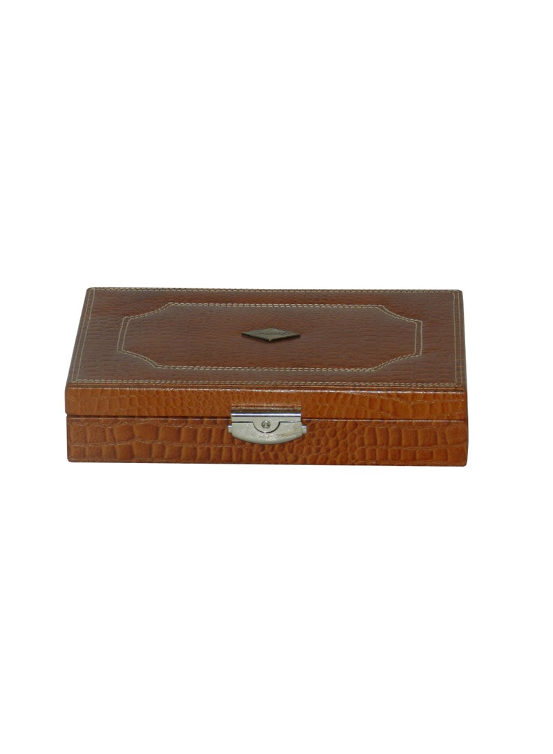 LAVERI LEATHER Laveri 7 Piece Genuine Leather Pen  Case Storage and Fountain Pen , Chain, Braslets ,Ring And Cufflinks Organizer Box with Key Lock  - Image 5