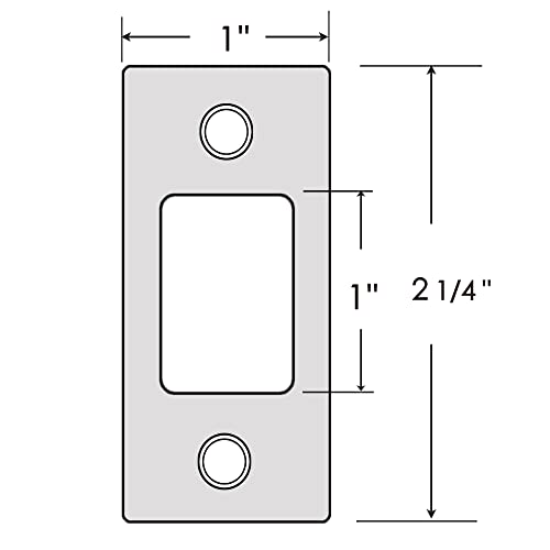 VEEBELL Stainless Steel Deadbolt Strike Plate Square Round Corner Backplate 1" x 2-1/4" with 8 Screws (Stainless Steel) - Image 2