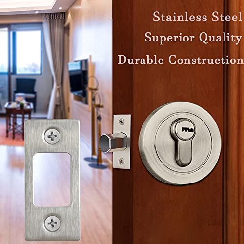 VEEBELL Stainless Steel Deadbolt Strike Plate Square Round Corner Backplate 1" x 2-1/4" with 8 Screws (Stainless Steel) - Image 4