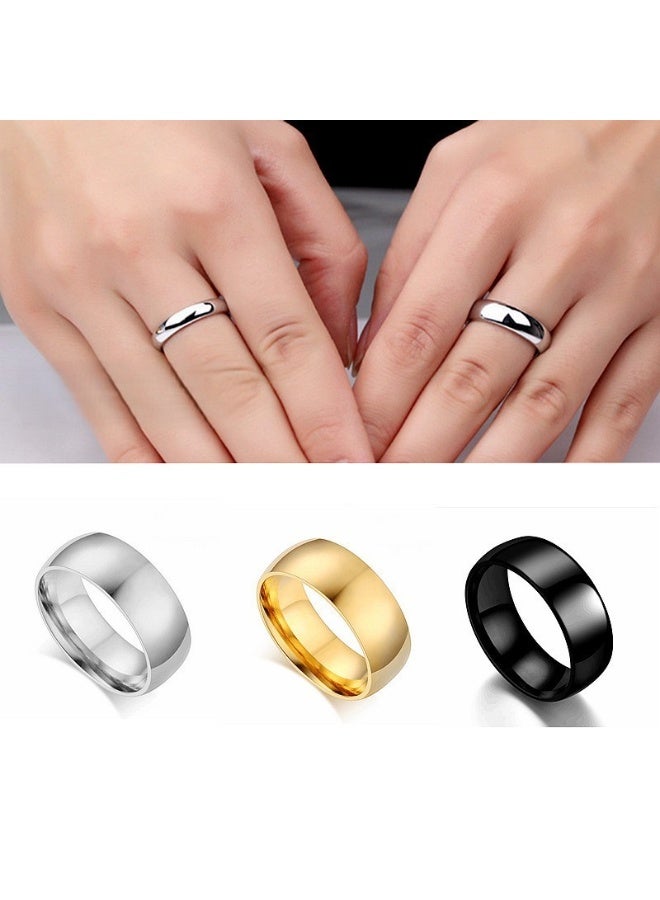 Ucanbe 6mm Titanium Steel Ring Set (3PCS) – Black, Gold & Silver, Size 9 Minimalist Band Rings - Image 1