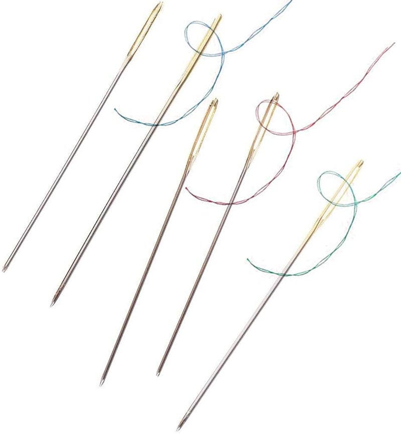 SYGA LargeEye Needles Stainless Steel Yarn Knitting Weaving Stringing Sewing Needles Darning Needle Crafting Crochet Projects 15 Pieces Gold and Silver - Image 3