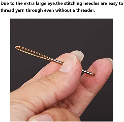 SYGA LargeEye Needles Stainless Steel Yarn Knitting Weaving Stringing Sewing Needles Darning Needle Crafting Crochet Projects 15 Pieces Gold and Silver - Image 5