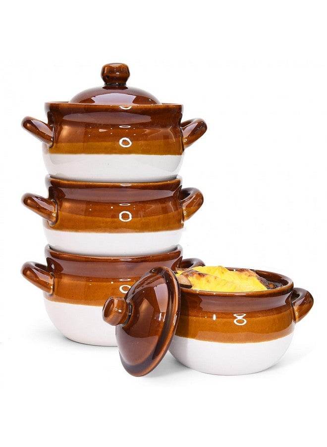 Vumdua Vumdua French Onion Soup Bowls with Lids and Handles, 16 oz Ceramic Soup Crocks for Chilli, Cereal, Cereal, Pot Pies - French Onion Soup Crocks, Oven, Broil & Dishwasher Safe, Set of 4  - Image 1