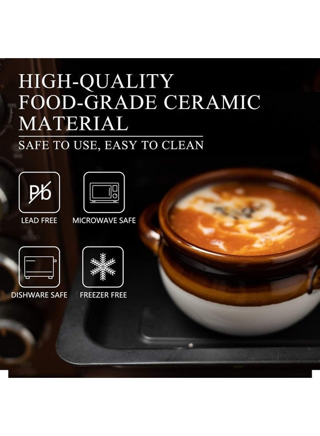 Vumdua Vumdua French Onion Soup Bowls with Lids and Handles, 16 oz Ceramic Soup Crocks for Chilli, Cereal, Cereal, Pot Pies - French Onion Soup Crocks, Oven, Broil & Dishwasher Safe, Set of 4  - Image 2