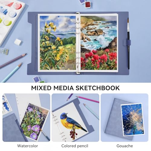 Lightwish Watercolor Sketchbook,100% Cotton Acid Free Watercolor Journal,300gsm/140lb Cold Press Watercolor Paper for Artists,Adults,Students,20 Sheets,9.25 * 6.3 Inches - Image 4