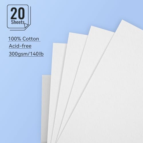 Lightwish Watercolor Sketchbook,100% Cotton Acid Free Watercolor Journal,300gsm/140lb Cold Press Watercolor Paper for Artists,Adults,Students,20 Sheets,9.25 * 6.3 Inches - Image 2