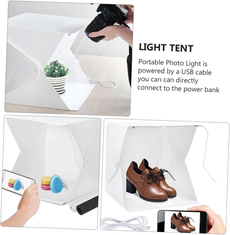 Mini 20cm LED Photo Light Box Tent Portable Folding Softbox with 4 Colored Backdrops for Product Photography and Studio Lighting - Image 4