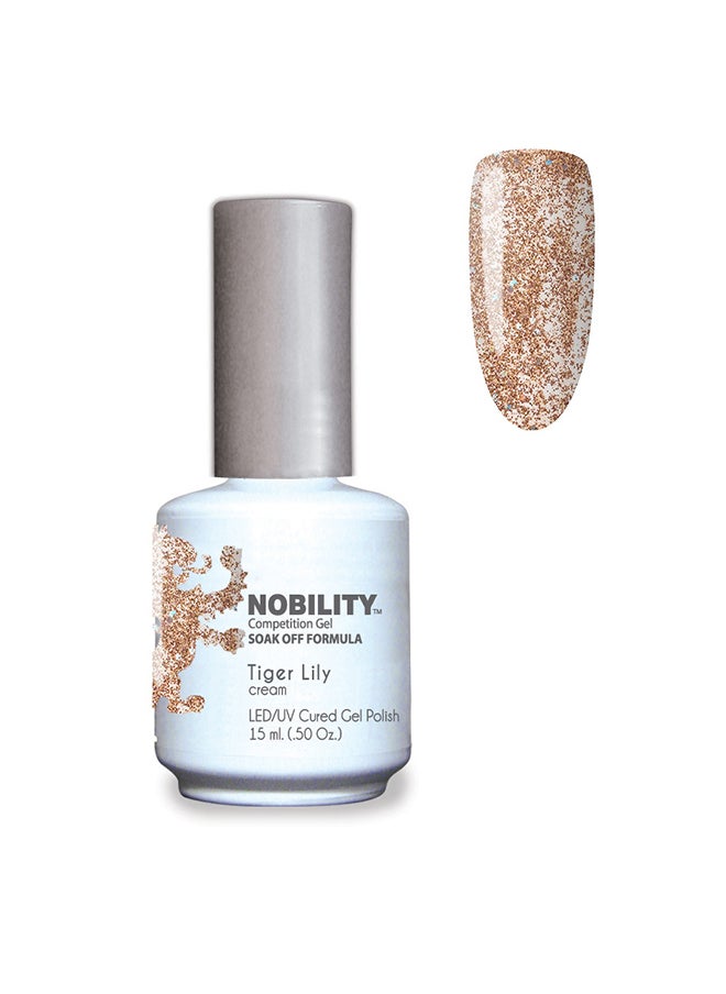 Lechat Nobility Soak Off Tiger Lily UV Led Cured Nail Polish Color Silver Hexes And Copper Glitter 15 ml Nbgp183 