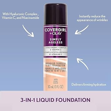 CoverGirl COVERGIRL Simply Ageless 3in1 Liquid Foundation Golden Tan 257 - Image 2