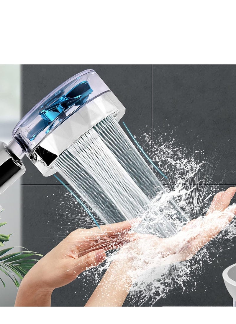 Furtey - Golden high pressure shower head, turbo hydromassage shower head, handheld turbo fan shower, 360 degree rotating electric shower head nozzle, shower head kit with 1 filter, turbo shower head, powerful pressure boost, low water consumption - Image 1