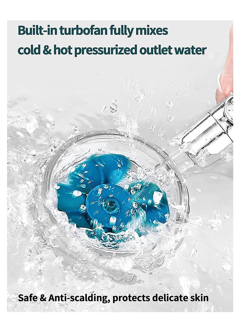 Furtey - Golden high pressure shower head, turbo hydromassage shower head, handheld turbo fan shower, 360 degree rotating electric shower head nozzle, shower head kit with 1 filter, turbo shower head, powerful pressure boost, low water consumption - Image 1