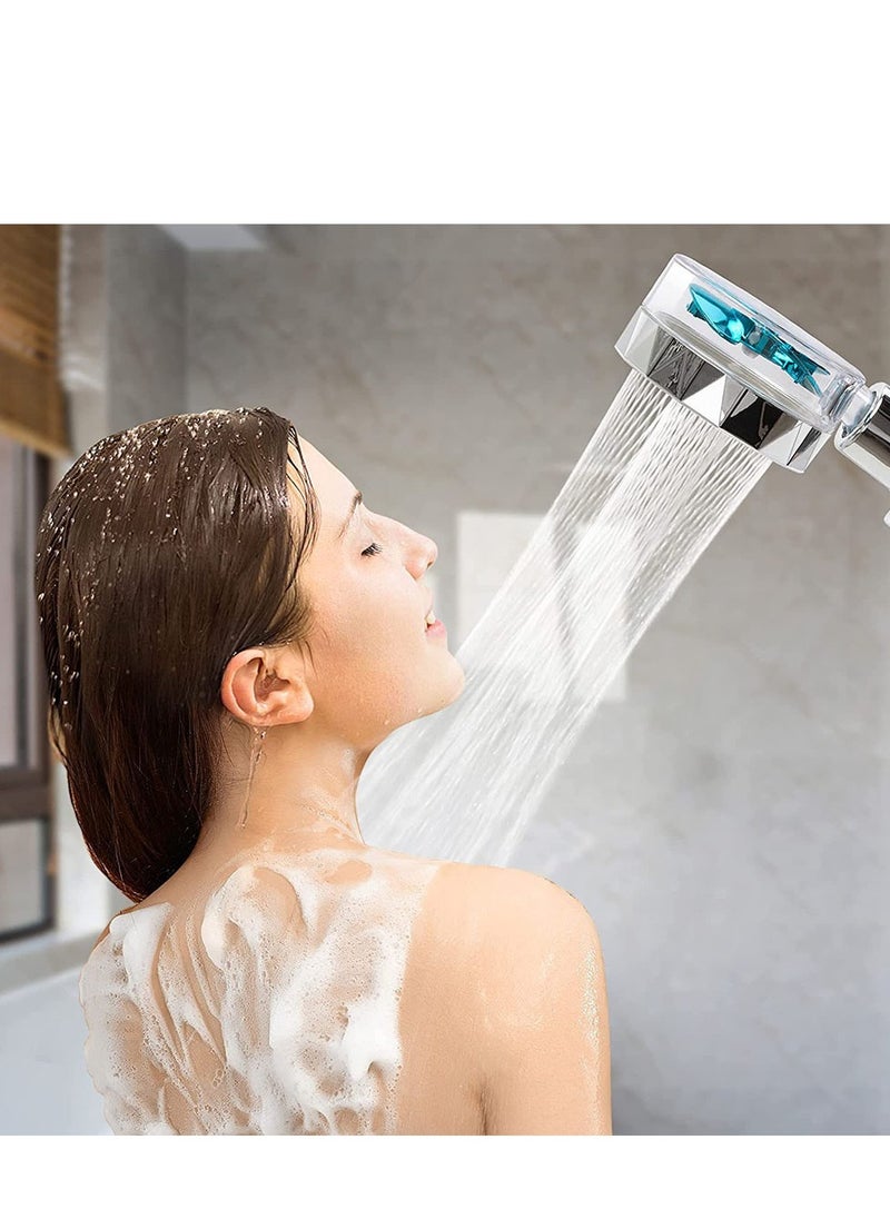 Furtey - Golden high pressure shower head, turbo hydromassage shower head, handheld turbo fan shower, 360 degree rotating electric shower head nozzle, shower head kit with 1 filter, turbo shower head, powerful pressure boost, low water consumption - Image 1