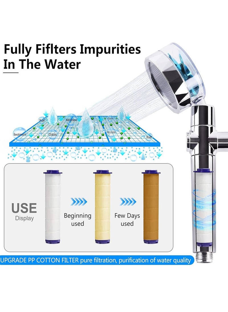 Furtey - Golden high pressure shower head, turbo hydromassage shower head, handheld turbo fan shower, 360 degree rotating electric shower head nozzle, shower head kit with 1 filter, turbo shower head, powerful pressure boost, low water consumption - Image 1