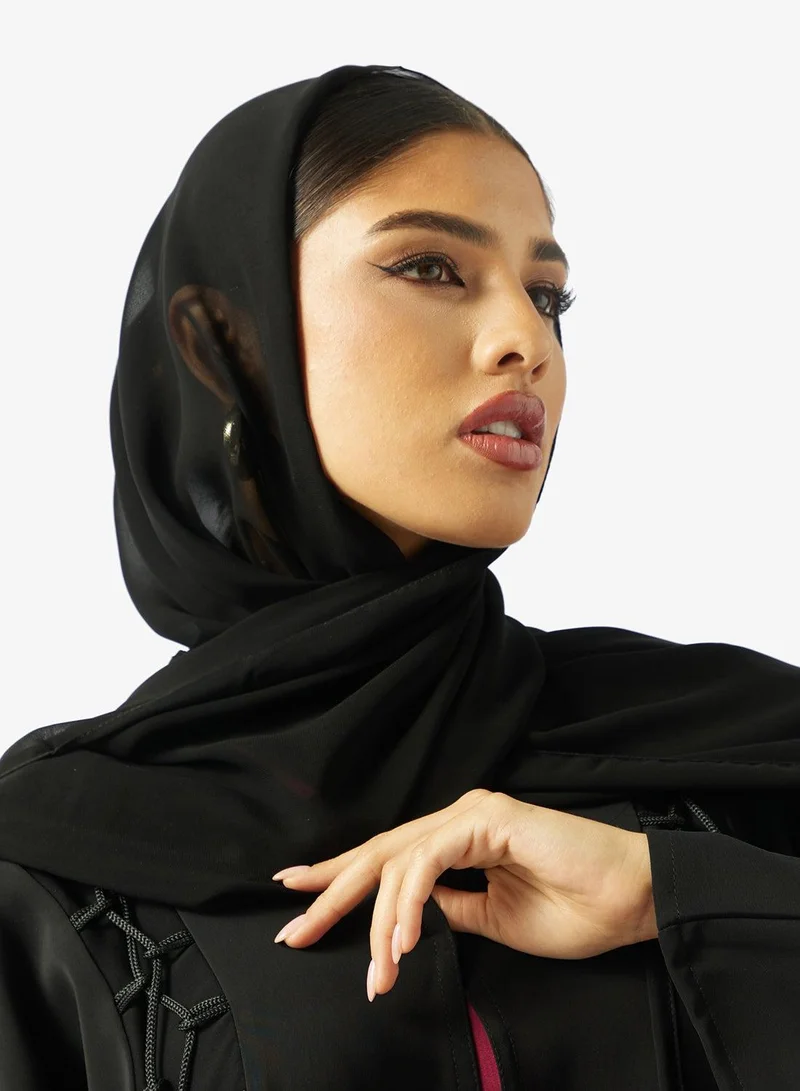 Hayas Closet  Asymmetric Front Crossover Loops Abaya for Women | Best Price UAE