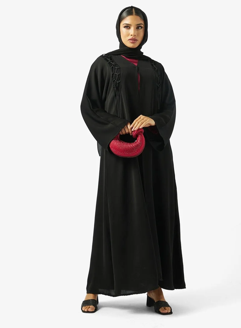 hayas closet Asymmetric Front Crossover Loops Abaya