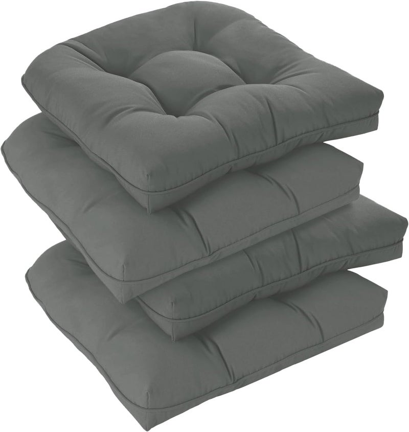 downluxe Outdoor Chair Cushions Set of 4 for Patio Furniture, Waterproof Tufted Overstuffed Patio Furniture Cushions, Thick Outdoor Seat Cushion, 19" X 19" X 5", Dark Grey - Image 1