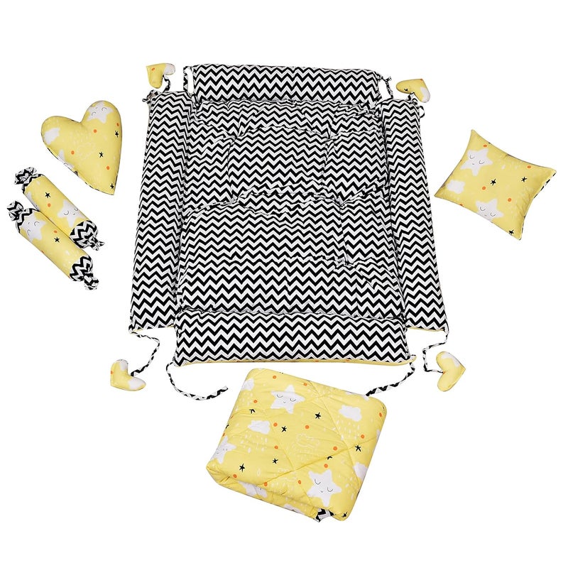 LOREM Yellow 4 Pillows Square Shape Cotton Baby Bed for 01 Year BB15CMC - Image 4