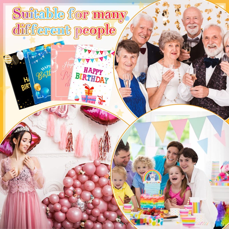 Leitee 4 Pcs Jumbo Happy Birthday Card Big Large Birthday Cards with Envelope 17 x 12'' Oversize Giant Greeting Guest Book Party Signs Decorations for Men Women Boss - Image 4