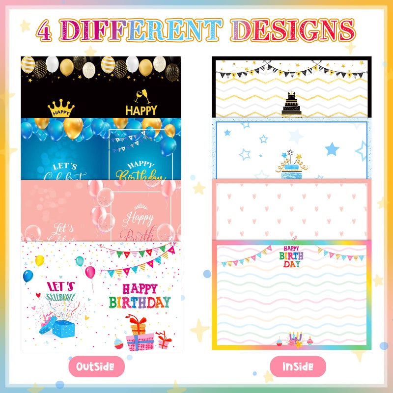 Leitee 4 Pcs Jumbo Happy Birthday Card Big Large Birthday Cards with Envelope 17 x 12'' Oversize Giant Greeting Guest Book Party Signs Decorations for Men Women Boss - Image 3