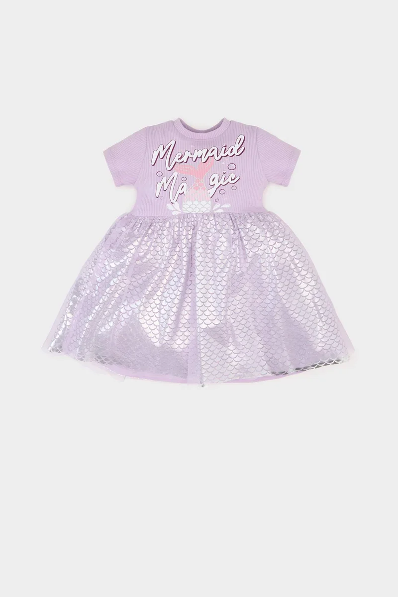 DeFacto Baby Girl Printed Short Sleeve Tulle Dress
