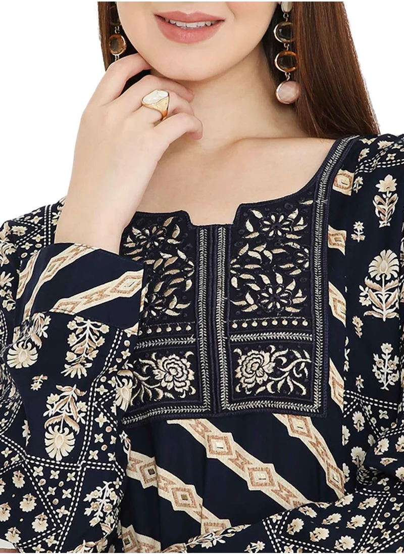 HANA & SARA UNIQUE STYLE PRINTED WITH THREAD EMBROIDERY LONG VISCOSE ARABIC KAFTAN JALABIYA DRESSES