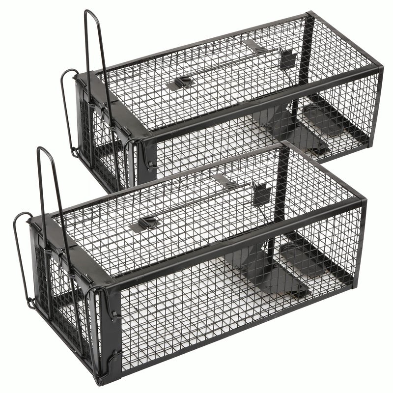 Anyhall فخاخ فئران إنياهال 2-pack إنسانية للفئران الحية وفخ الفأر الشجري لداخل المنزل وخارجه (أسود) - Image 1