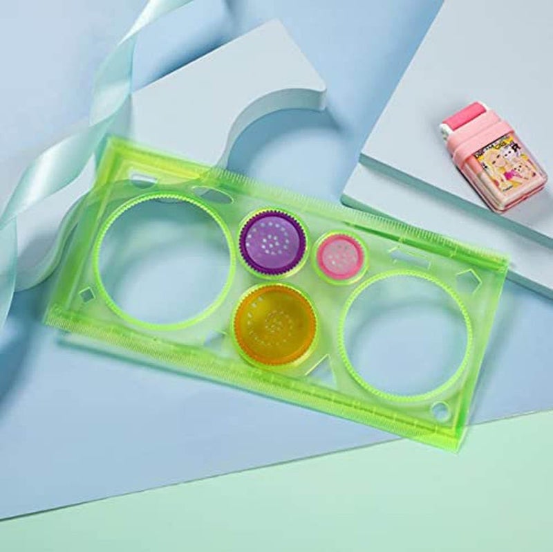 Firstly 2 pcs Transparent Colorful Plastic Washable Drawing Painting Graphics Stencils Scale Template Sets for Kid Craft, School Project - Image 5