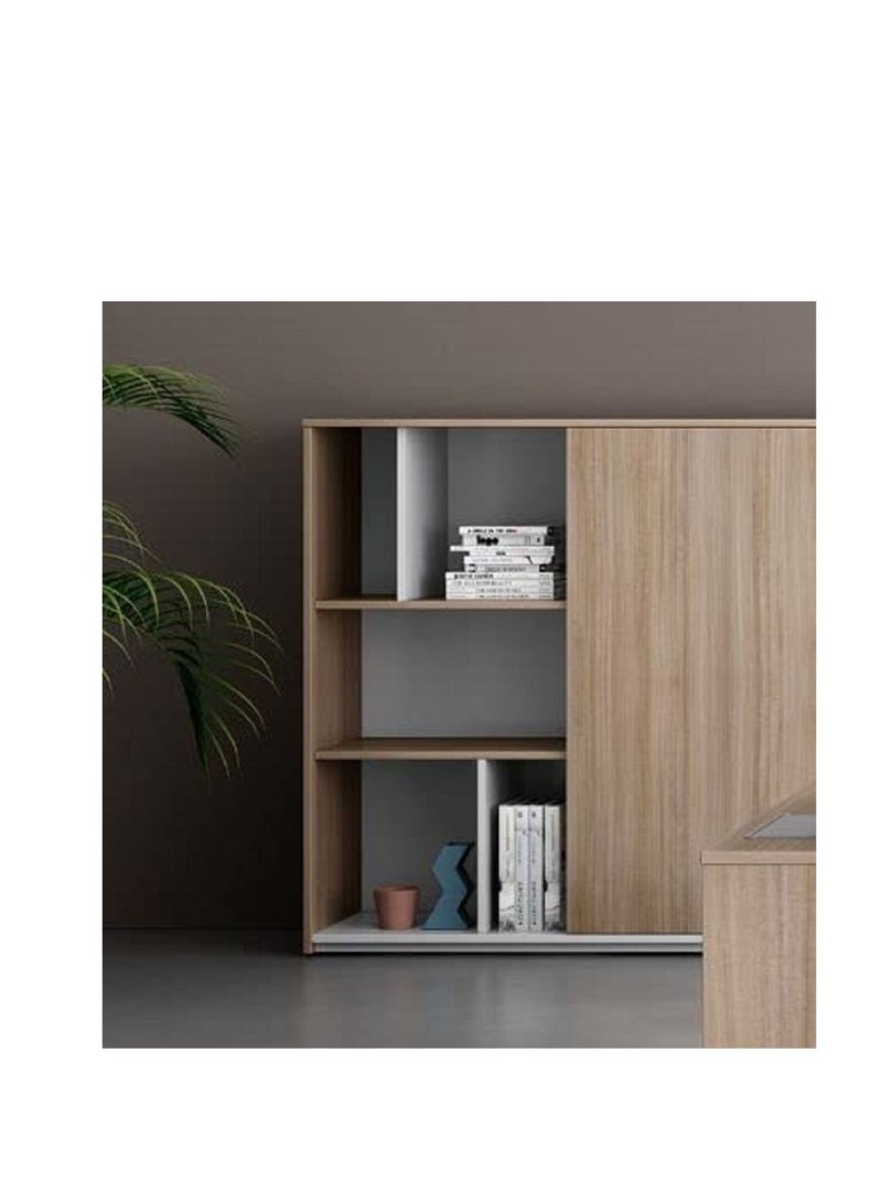 BAFCO Noqi Tall Credenza Open Cabinet with Wooden Doors for Storage documents and files Printer Stand with Open Storage Shelves for Home Office Colleges 180x40x123cm Log Walnut  - Image 2