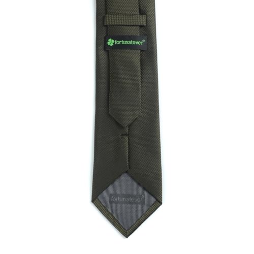fortunatever Mens Solid Neckties,Olive Green Ties For Men With Pocket Square+Gift Box,58"×3.35" - Image 2