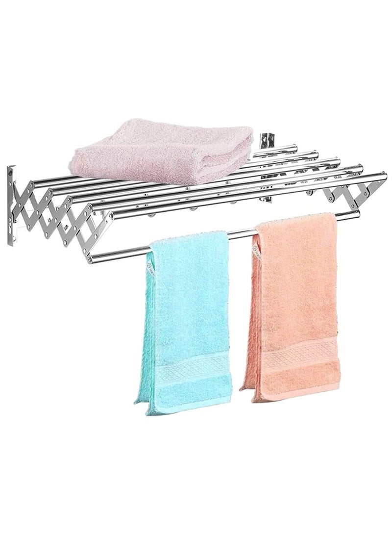 DubaiGallery Towel Racks Stainless Steel Towel Holder Multi Function Bathroom Wall Hanger Expandable Silver Color For Toilet Shower Balcony  - Image 3