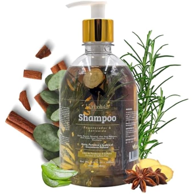 HERBALISTA Viral New Herbal Shampoo 500ml (16.9 fl oz) - With Real Rosemary, Cinnamon, Anise, Clove, Aloe, Ginger, & Eucalyptus - Fortalece, Regenera, Acelera Crecimiento â€“ 100% Natural & Handcrafted