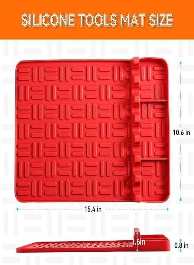 Cyrox Silicone Griddle Tools Mat for Blackstone, Spatula Utensils Holder with Drip Pad Grill Side Shelf Mat for Blackstone Food Grade Grill BBQ Caddy for Multiple Grill Cooking Tools (1pcs) (Red) - Image 2