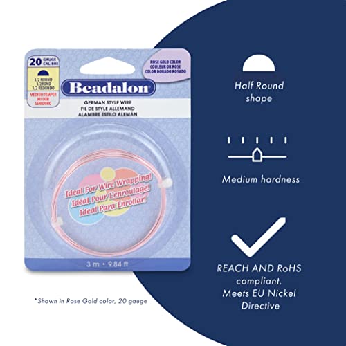 Beadalon German Style Wrapping Wire, Half Round,Tarnish Resistant Silver Plated, 21 Gauge, 80 ft - Image 2