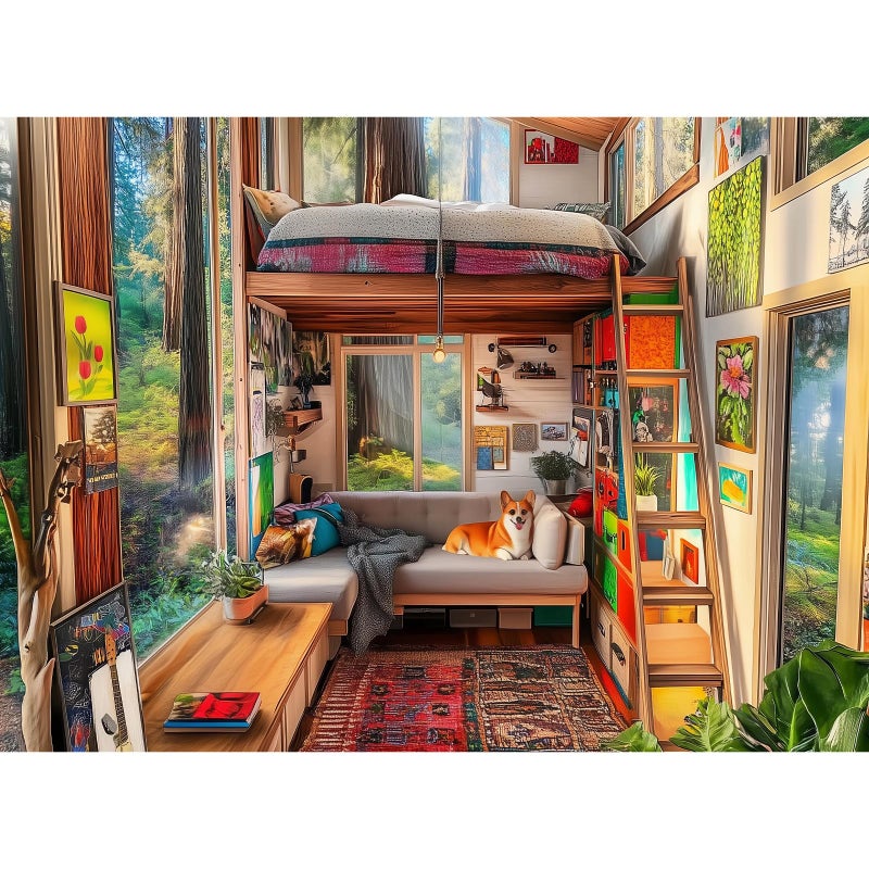 VOLUVOLU 500 Piece Puzzle for Adults Dog Jigsaw Puzzle Forest Cabin Jigsaw Puzzles 500 Pieces Birthday Party for Family Funny Puzzle for Adults Fun and Challenging Family Games 20515 in - Image 3