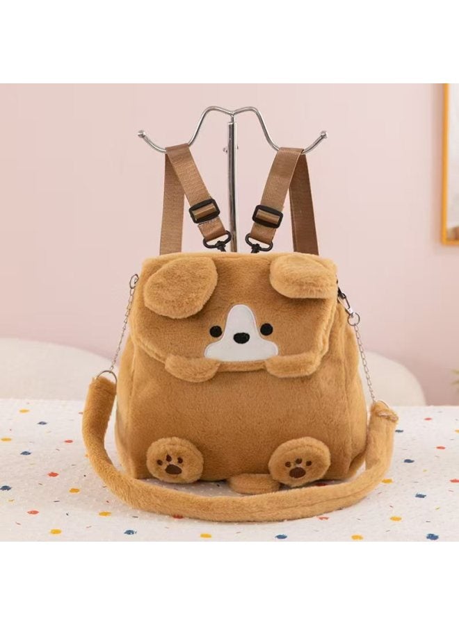 Cartoon Beaver Plush Toy Backpack Multifunctional Student Crossbody Bag Flip Cover Bag Versatile Small Backpack For Teens-Color:Flip Strawberry Bear-Height:30*25*10 - Image 3