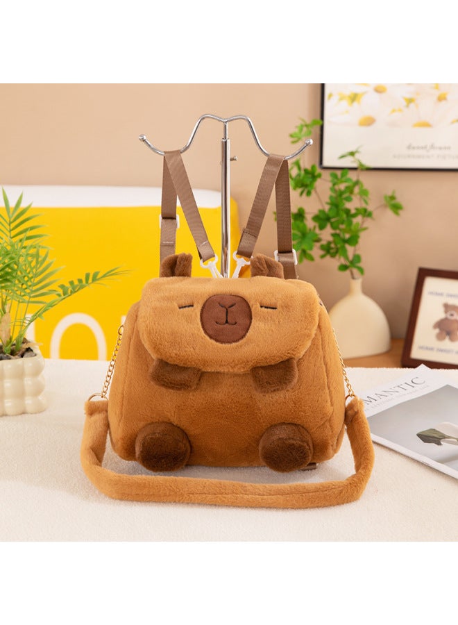 Cartoon Beaver Plush Toy Backpack Multifunctional Student Crossbody Bag Flip Cover Bag Versatile Small Backpack For Teens-Color:Flip Strawberry Bear-Height:30*25*10 - Image 4