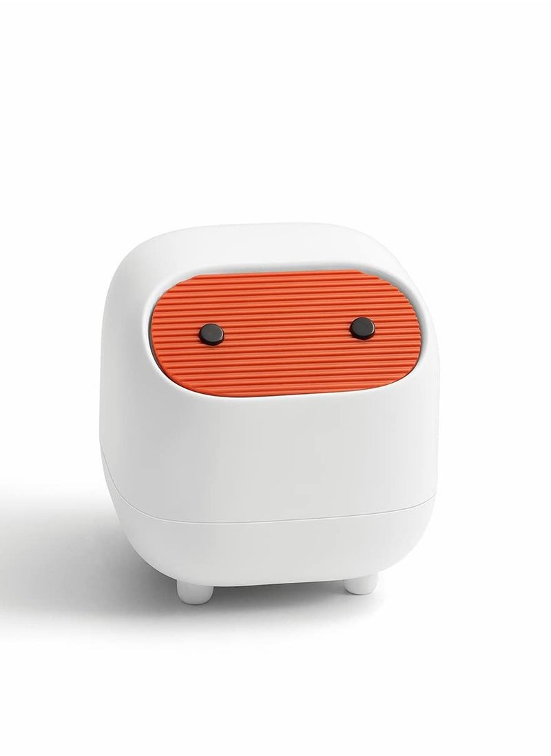 SYOSI Mini Trash Can, Small Trash Can, with Lid Mini Trash Can, with Good Sealing Plastic Mini Trash Can, Suitable for Coffee Table Living Room Office Desk (White)  - Image 1
