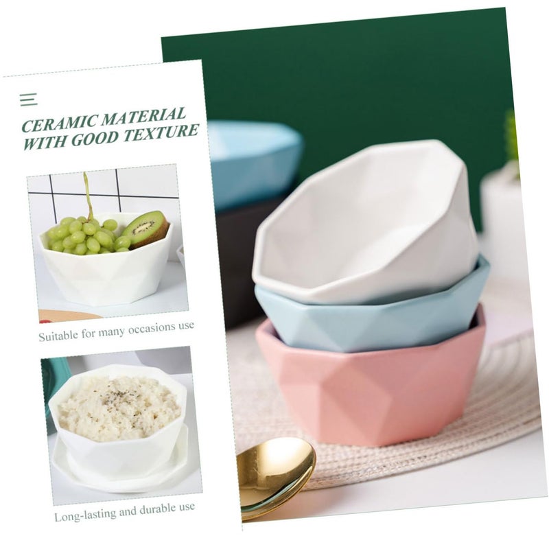 Ceramic Rice Bowls Set of 2 Black and White Irregular Shape Salad Soup Dessert Bowls - Image 5